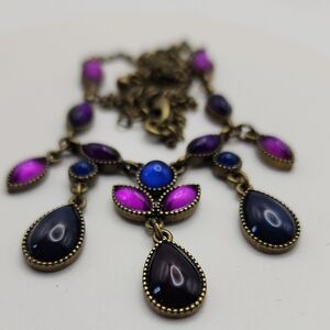 Elegant‎ Purple and Blue Teardrop Necklace